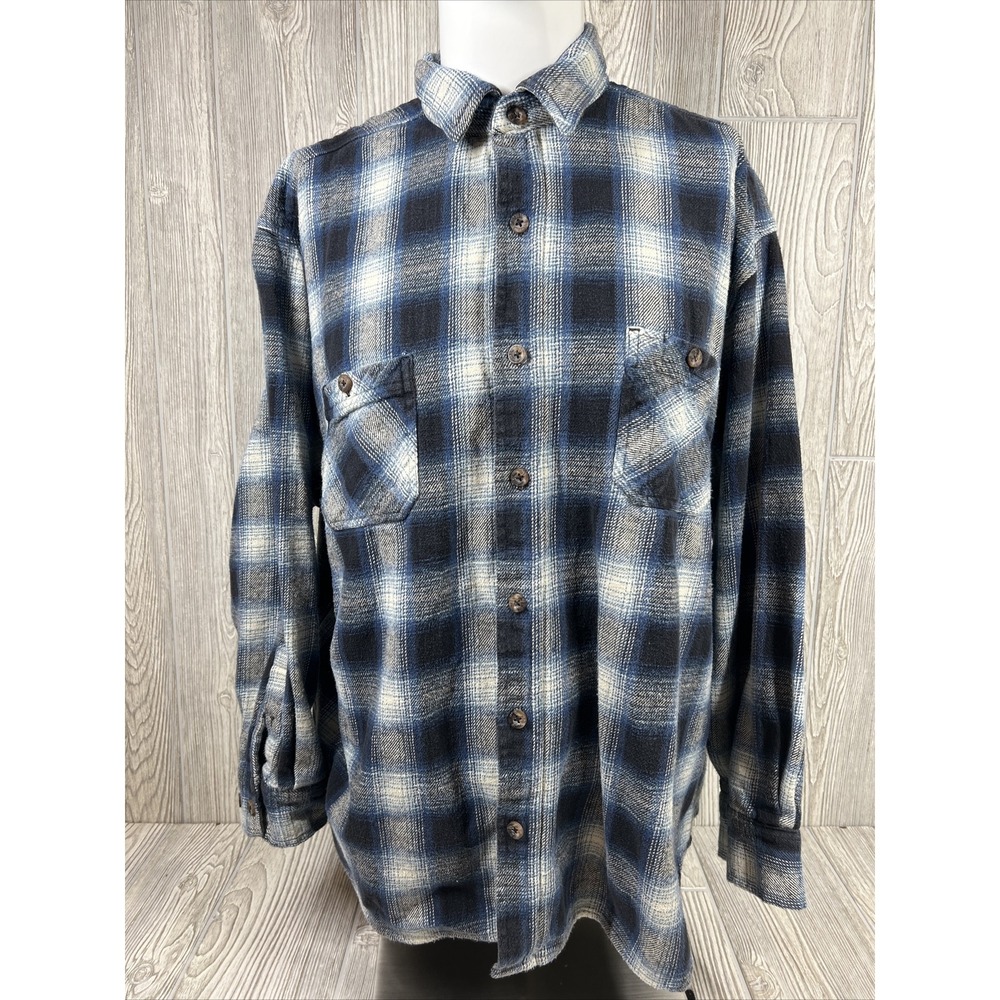 CE Schmidt Workwear Blue Flannel‎ Long Sleeve Button Up Shirt Mens SZ 3XL